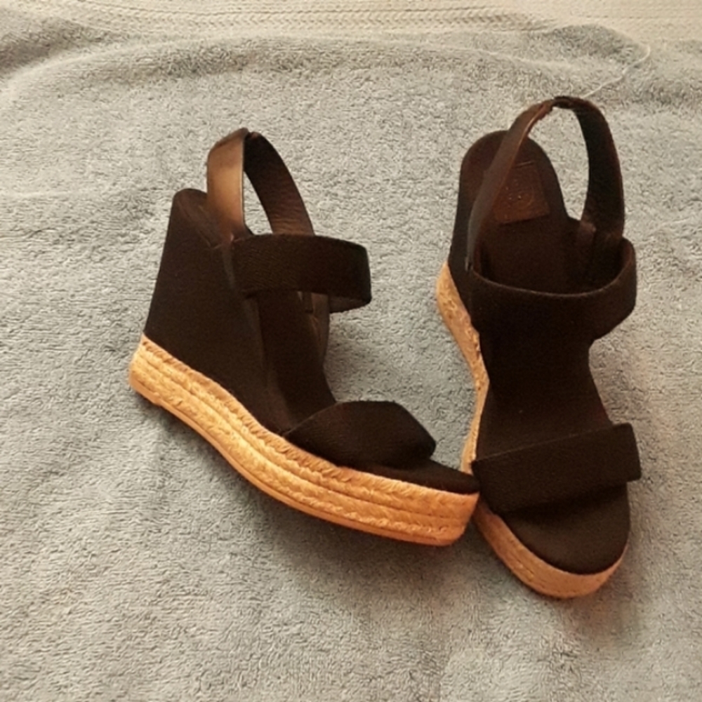 Tory Burch black wedges